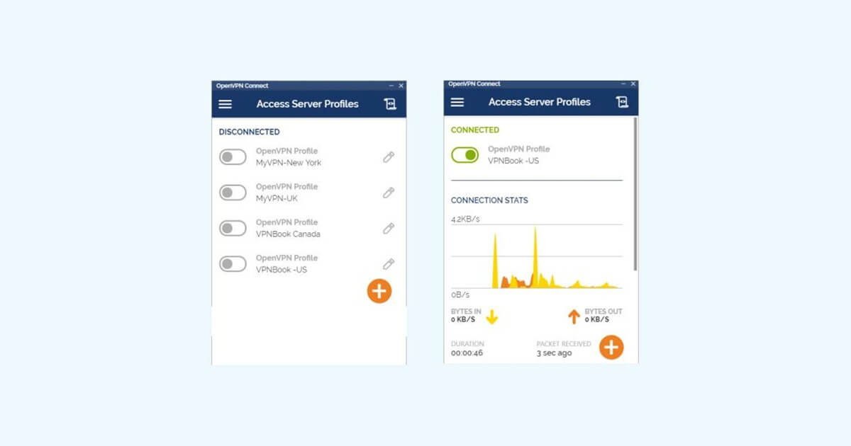 نمای کلی اپلیکیشن OpenVPN